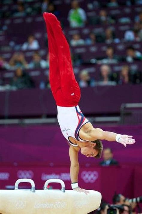 Sam Mikulak (United States) on pommel horse at the 2012 London Olympics ...