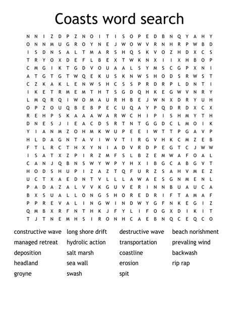 Coasts word search - WordMint