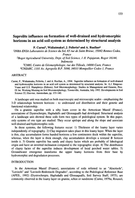 (PDF) Saprolite influence on formation of well-drained and hydromorphic ...