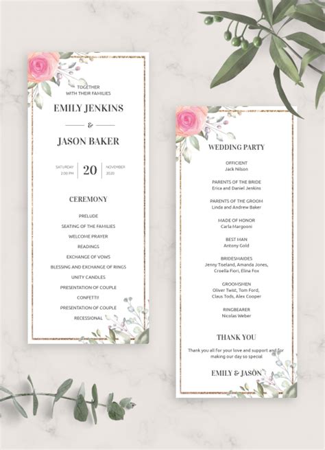 Wedding Program Templates - Download or Order prints