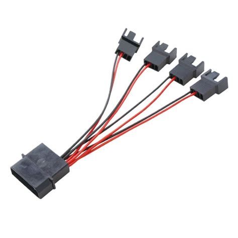 4Pin Molex to Fan Power Splitter Cable 4-Pin IDE to 1/2/3/4 4Pin Fan Connector Black Sleeved Y ...