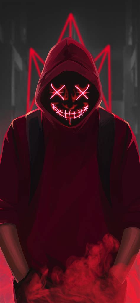 1125x2436 Red Mask Neon Eyes 4k Iphone XS,Iphone 10,Iphone X ,HD 4k Wallpapers,Images ...