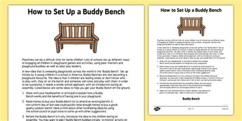 How to Set Up a Buddy Bench | Buddy bench, Buddy, Bench