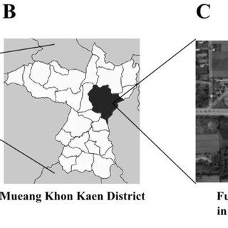 (A) The geographic map for Khon Kaen Province, (B) Muaeng Khon Kaen... | Download Scientific Diagram