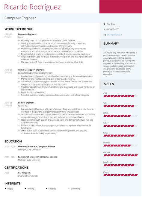 Computer Engineer - Resume Samples and Templates | VisualCV