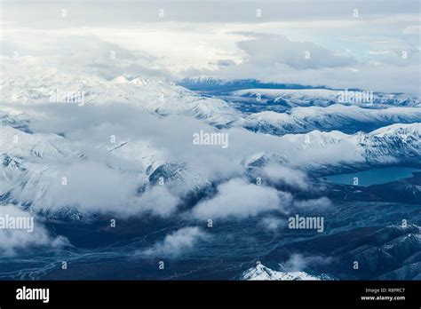 United States, Alaska, Arctic National Wildlife Refuge, North Slope Borough, aerial view with ...