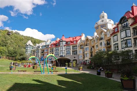 Colorful Buildings of the Hotels in Mont Tremblant Resort, Mont Tremblant, Quebec, Canada ...