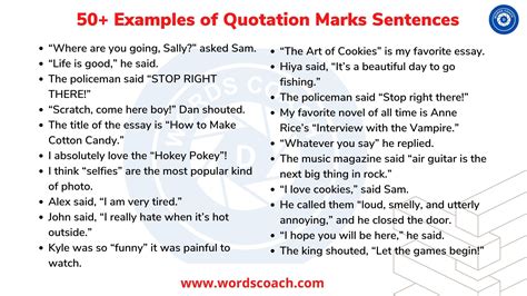 50+ Examples of Quotation Marks Sentences - Word Coach