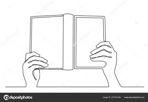 Continuous Line Drawing Hands Holding Open Book ⬇ Vector Image by ...