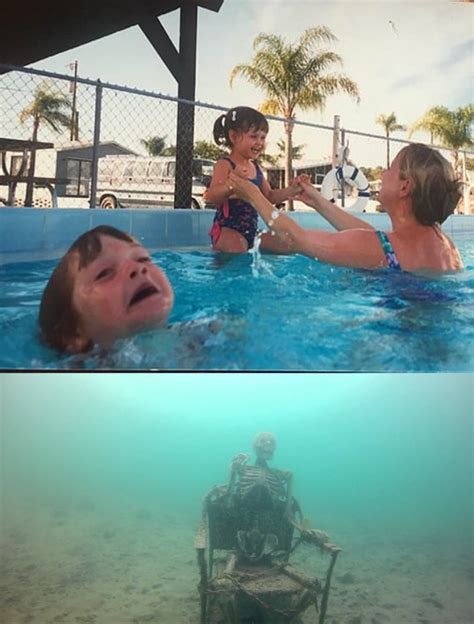 Mother Ignoring Kid Drowning In A Pool Meme Template