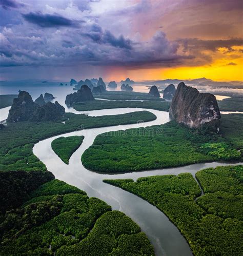 Aerial View of Phang Nga Bay, Thailand Stock Photo - Image of high ...