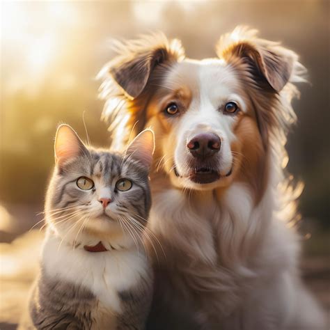 Premium Photo | Cute cat and dog friends together generative ai