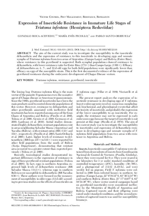 (PDF) Expression of Insecticide Resistance in Immature Life Stages of ...