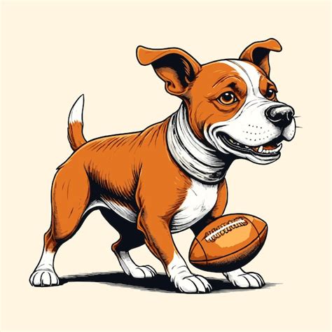 Premium Vector | A Cute Dog Playing American Football Comic Engraved Style