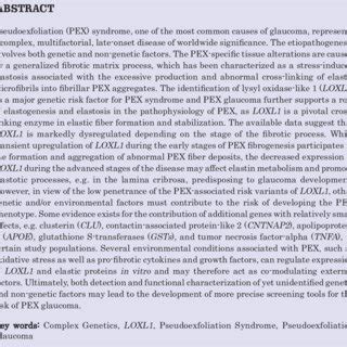 (PDF) Genetics and Genomics of Pseudoexfoliation Syndrome/Glaucoma