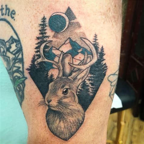 Jackalope tattoo by Emma Flavin, The Darling Grey Tattoo Shop, North Conway NH. : r/tattoos