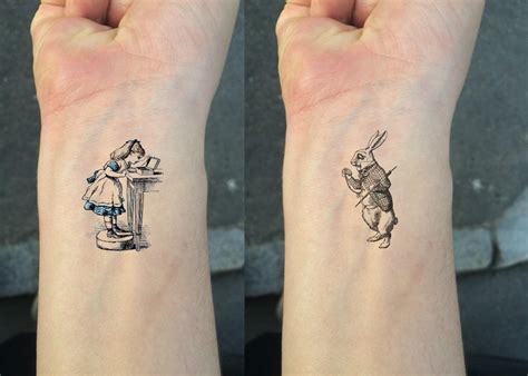 TEMPORARY TATTOO Set of 2 White Rabbit and Alice / 2 - Etsy