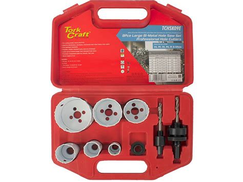 Garden & DIY: Tork Craft Holesaw Set 9pc in Case Bi-metal (TCHSK09E)