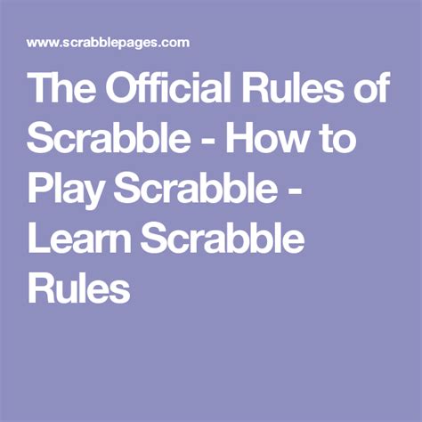 The Official Rules of Scrabble - How to Play Scrabble - Learn Scrabble Rules | Play scrabble ...