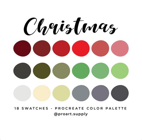 CHRISTMAS PROCREATE Color Palette Red Green Yellow Gray | Etsy