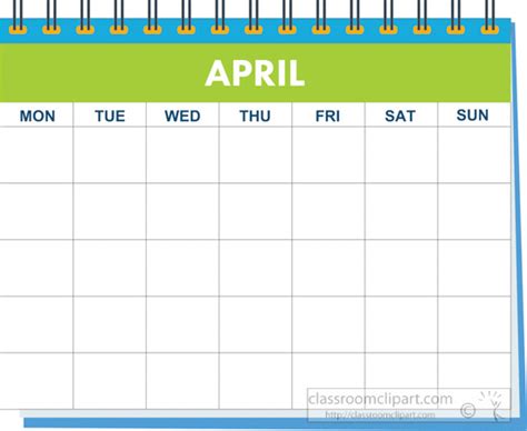 April Clipart For Calendars