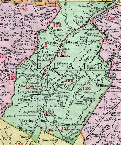 Blair County, Pennsylvania 1911 Map by Rand McNally, Hollidaysburg ...