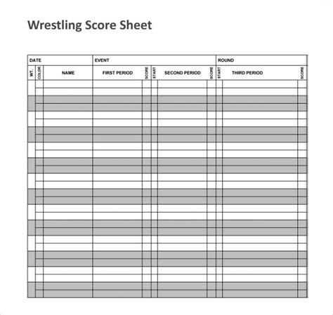 Wrestling Score Sheet - 7 Downloa Documents in PDF