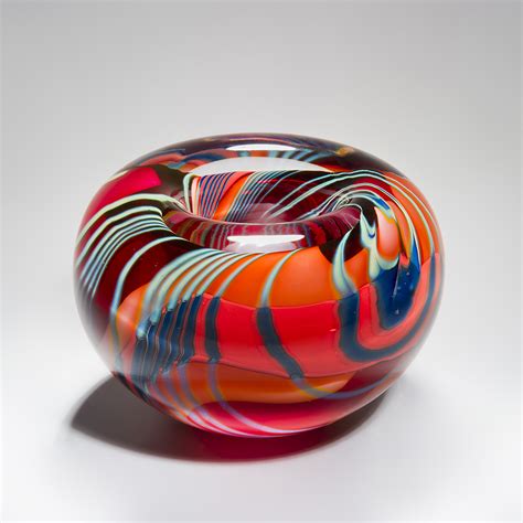 Glass Bowls Art I 'Pink Paradiso Medium Thick Bowl' by Peter Layton