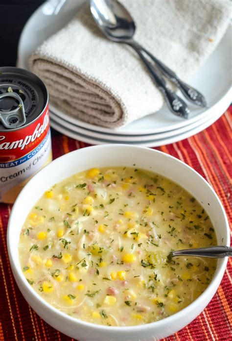 Slow Cooker Creamy Chicken and Corn Chowder with Campbell's Condensed Cream of Chicken S… | Soup ...