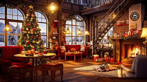 Warm Christmas Jazz Instrumental Music for Relax 🎄 Cozy Christmas Coffee Shop Ambience with ...