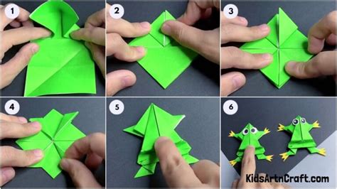 How to Make Origami Paper Frog Step-by-Step Instructions - Kids Art & Craft