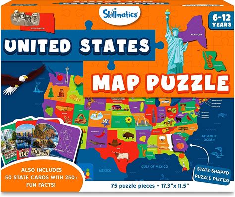 Skillmatics United States Map Puzzle - 75 Piece Jigsaw Puzzle, Educational Toy, Geography for ...