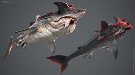 ArtStation - Devil Shark Textured, Marcus Dublin | Sea monster art, Shark art, Beast creature