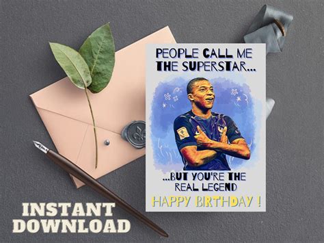 Buy Mbappe Birthday Card PRINTABLE Kylian Mbappe Inspired Card Online ...