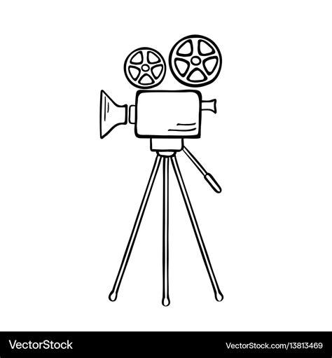 Movie camera sketch Royalty Free Vector Image - VectorStock