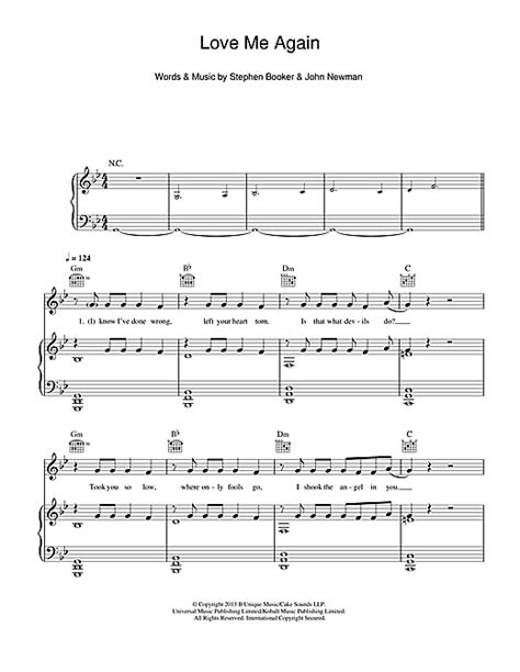 John Newman 'Love Me Again' Sheet Music Notes, Chords, Score. Download ...