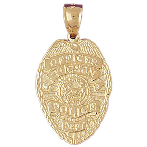 14K Gold Tucson Police Officer Badge Pendant