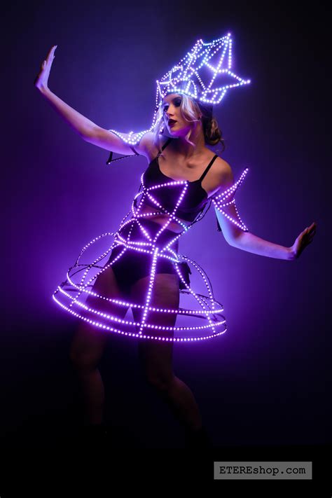 Rave LED light up rainbow Cage dress outfit / fashion festival costume clothing with logo led ...