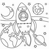 Coloring Page Outline Of A cartoon Rocket With Astronaut In space  sketch template