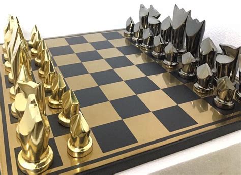 14 Metal Chess Board Set Black & Gold EGYPTION GOLD - Etsy