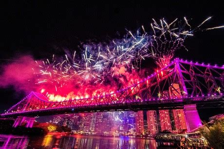 Fireworks Seen Over Story Bridge Brisbane Editorial Stock Photo - Stock ...