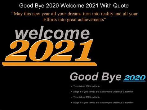 Good Bye 2020 Welcome 2021 With Quote Example Of Ppt | Presentation PowerPoint Images | Example ...