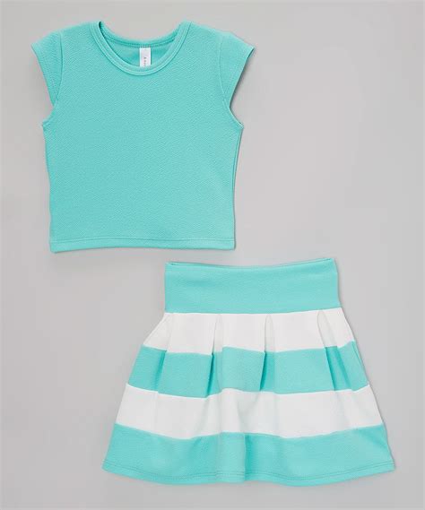 Look at this #zulilyfind! American Kids Mint & Off-White Crop Top & Stripe Skirt - Toddler ...