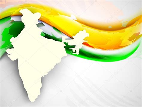 India map on national flag color creative wave background. EPS 1 ⬇ Vector Image by ...