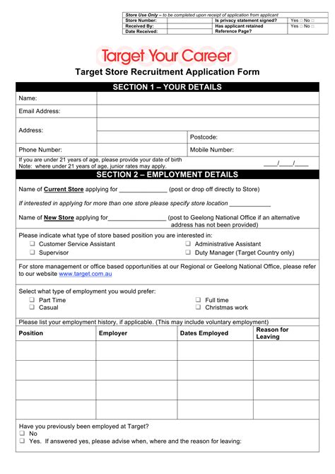 Target Jobs Application Form Printable - Printable Forms Free Online