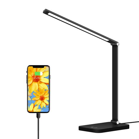 Buy LED Desk Lamp with USB Charging Port, Dimmable Foldable Office Lamp with 5 Lighting Modes ...