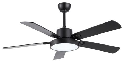 52" Modern 5-Blade Black Ceiling Fan With LED Light Kit and Remote ...