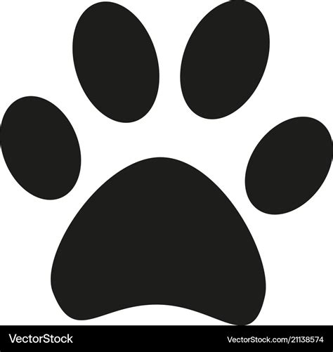 Black and white cat paw footprint silhouette Vector Image