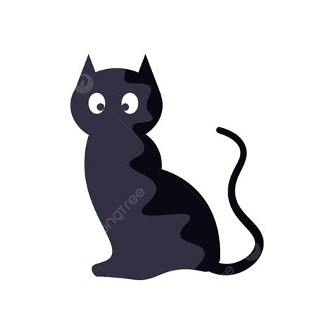 Curious Black Cat Cartoon Style Halloween Element Vector, Black Cat, Halloween, Halloween ...