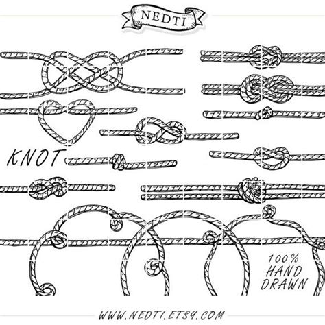 15 Knotted Rope Doodle Hand Drawn Vector Tied the Knot by Nedti Rope ...